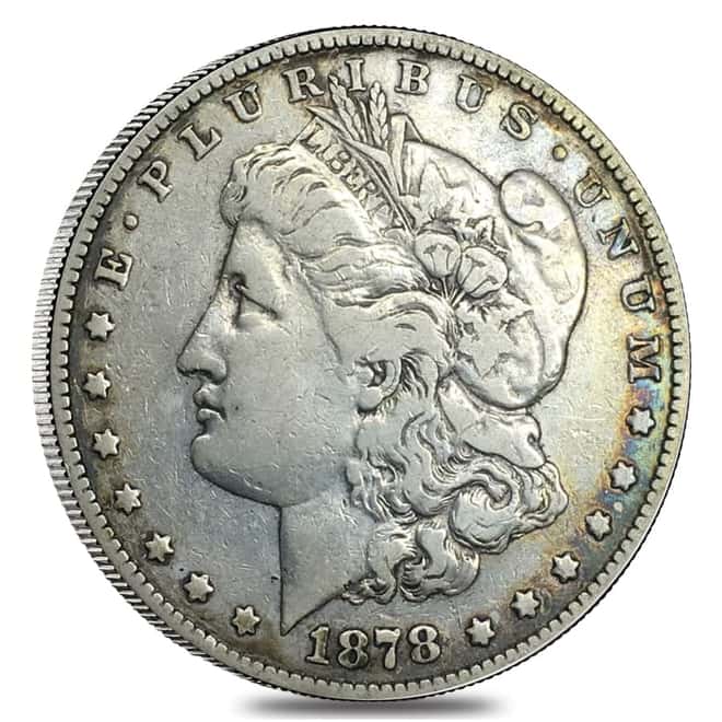 1878 Silver Morgan Dollar 7/8 Tailfeathers VG-VF