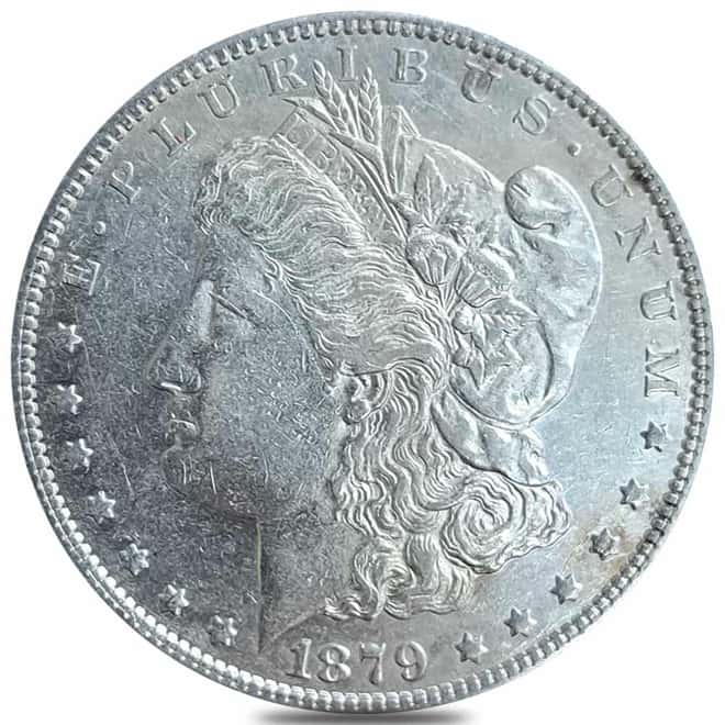 1879-S Morgan Silver Dollar $1 Reverse of 1878 AU Cleaned