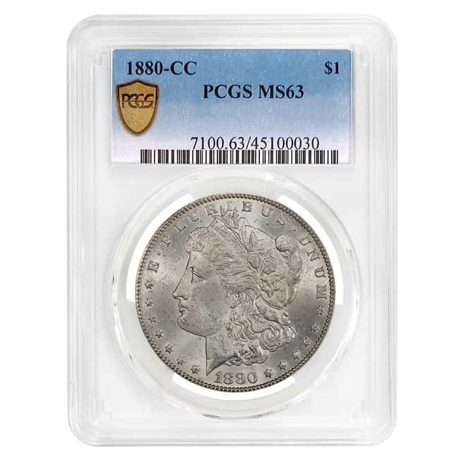 1880 CC Morgan Silver Dollar $1 PCGS MS 63
