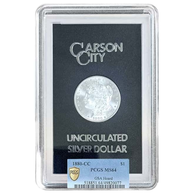 1880-CC Morgan Silver Dollar $1 PCGS MS 64 GSA