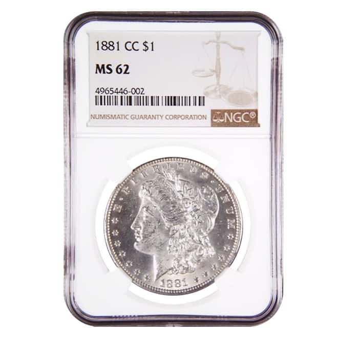 1881 CC Silver Morgan Dollar NGC MS 62