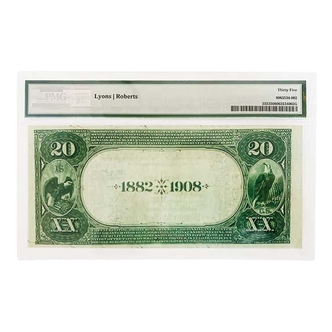1882 Date Back $20 Currency Note Saint Louis, Missouri PMG VF 35