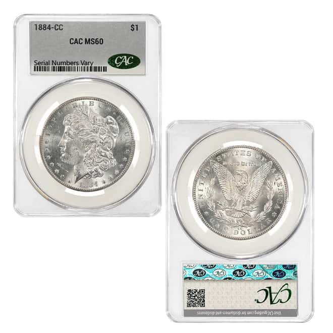 1884-CC Morgan Silver Dollar $1 CAC MS 60