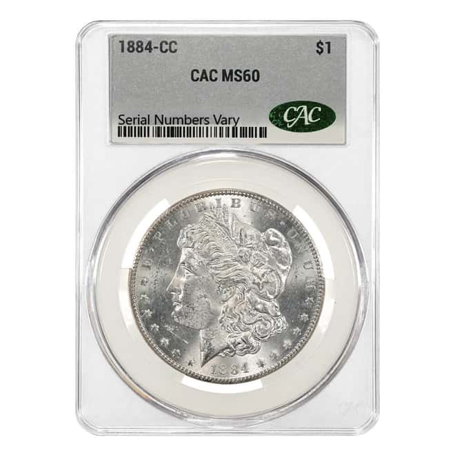 1884-CC Morgan Silver Dollar $1 CAC MS 60