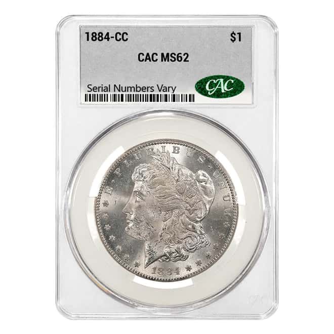 1884-CC Morgan Silver Dollar $1 CAC MS 62