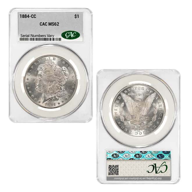 1884-CC Morgan Silver Dollar $1 CAC MS 62