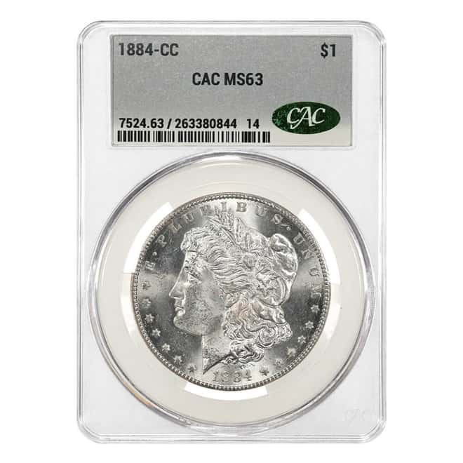 1884-CC Morgan Silver Dollar $1 CAC MS 63