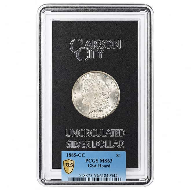 1885-CC Morgan Silver Dollar $1 GSA PCGS MS 63