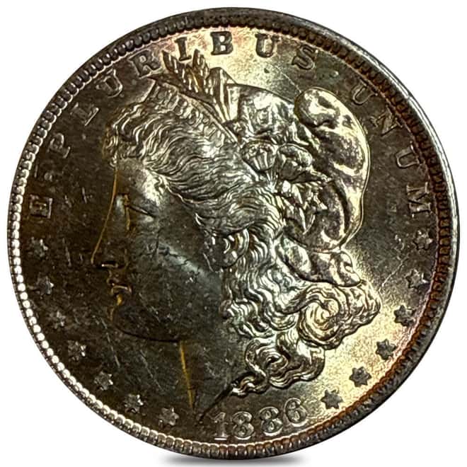 1886 Morgan Silver Dollar $1 BU Toned
