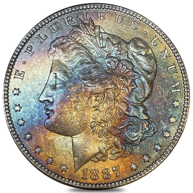 1887 Morgan Silver Dollar $1 BU Toned