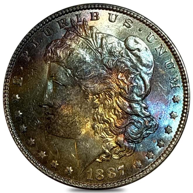 1887 Morgan Silver Dollar $1 BU Toned