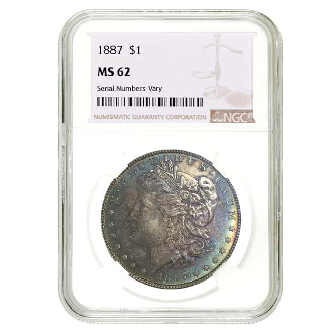 1887 Morgan Silver Dollar $1 NGC MS 62