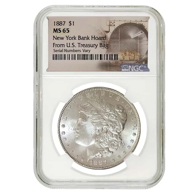 1887 Morgan Silver Dollar $1 NGC MS 65 (NY Bank Hoard)
