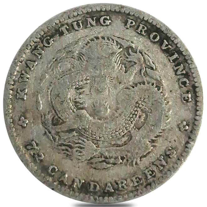 1890-1908 China 10 Cents 72 Candareens Kwang-Tung Province Silver Coin Avg Circ (Random Year)