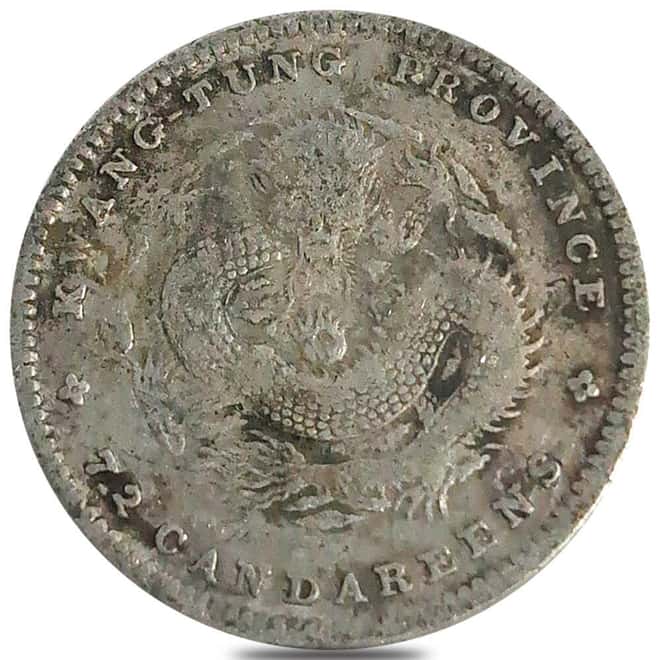 1890-1908 China 10 Cents 72 Candareens Kwang-Tung Province Silver Coin Avg Circ (Random Year)