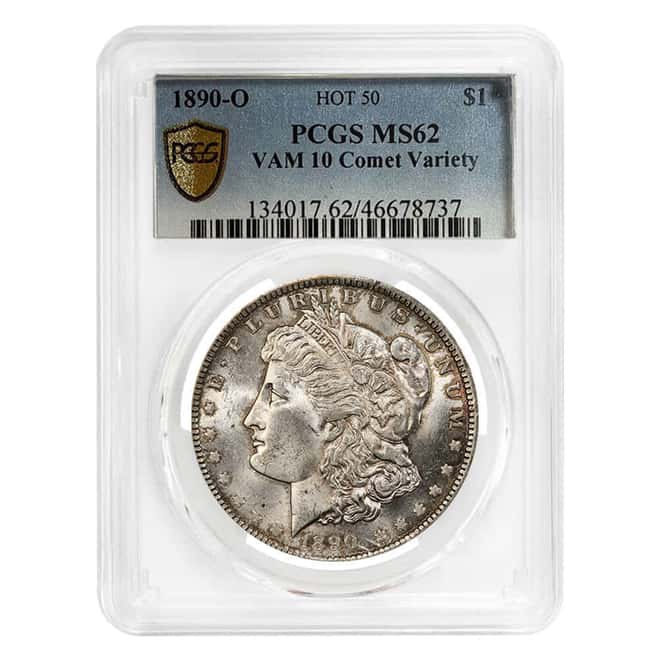 1890-O Morgan Silver Dollar $1 Hot 50 VAM 10 Comet Variety PCGS MS 62