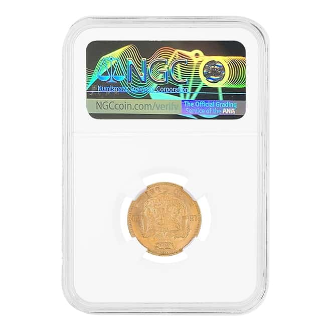 1890 B Romania 20 Lei Carol I Gold Coin NGC MS 61