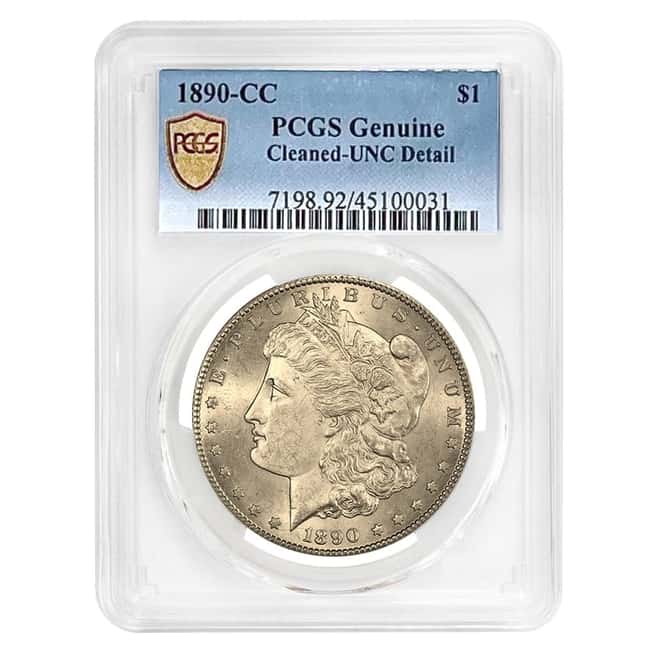 1890 CC Morgan Silver Dollar $1 PCGS UNC Detail