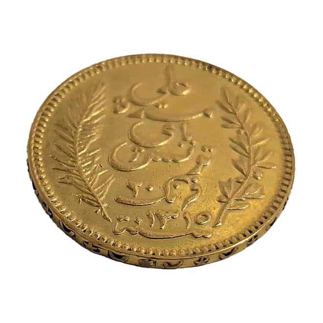 1891-1902 A Tunisia 20 Francs Gold Coin Ex-Jewelry (Random Year)