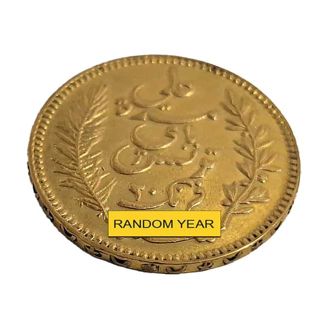 1891-1902 A Tunisia 20 Francs Gold Coin Ex-Jewelry (Random Year)