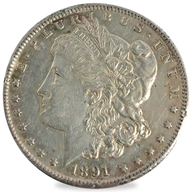 1891-CC Morgan Silver Dollar $1 AU Almost Uncirculated