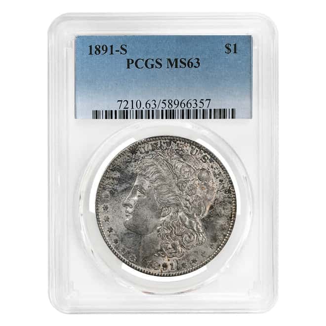 1891-S Morgan Silver Dollar $1 PCGS MS 63