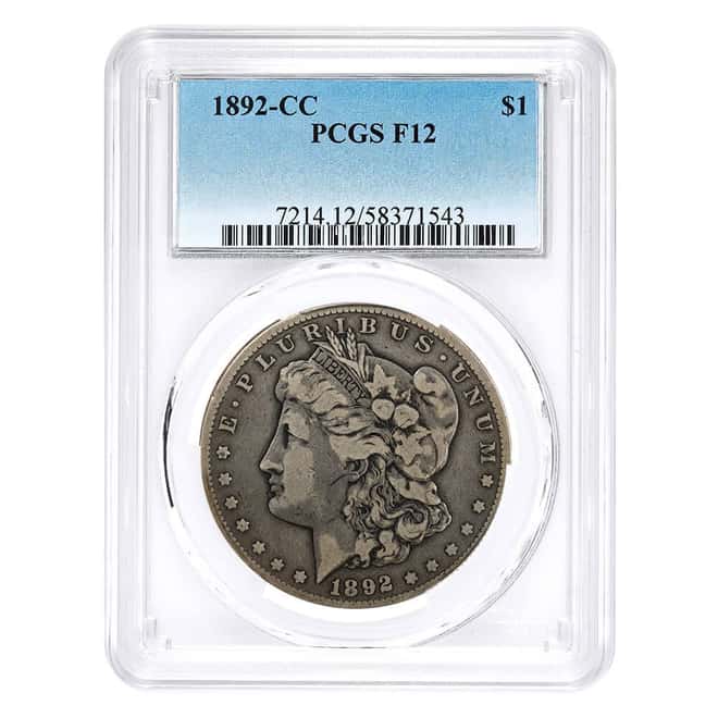1892-CC Morgan Silver Dollar $1 PCGS F 12