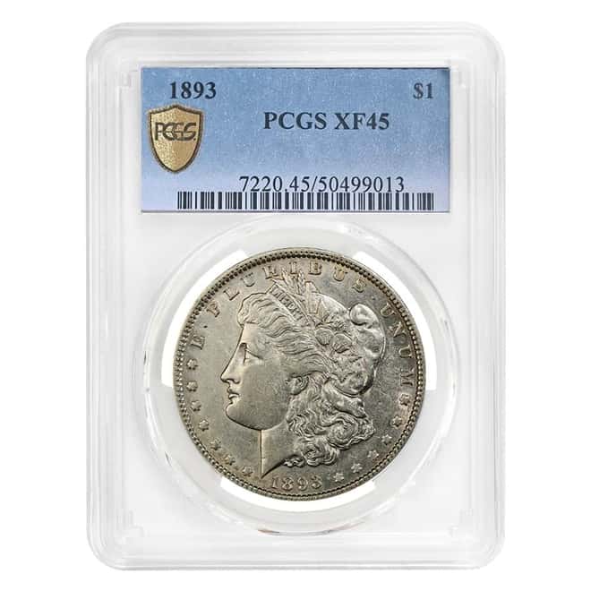 1893 Morgan Silver Dollar $1 PCGS XF 45