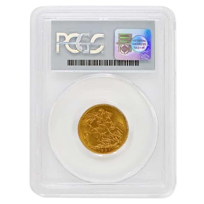 1897 S Australia Gold Sovereign Victoria Veil Head PCGS MS 62