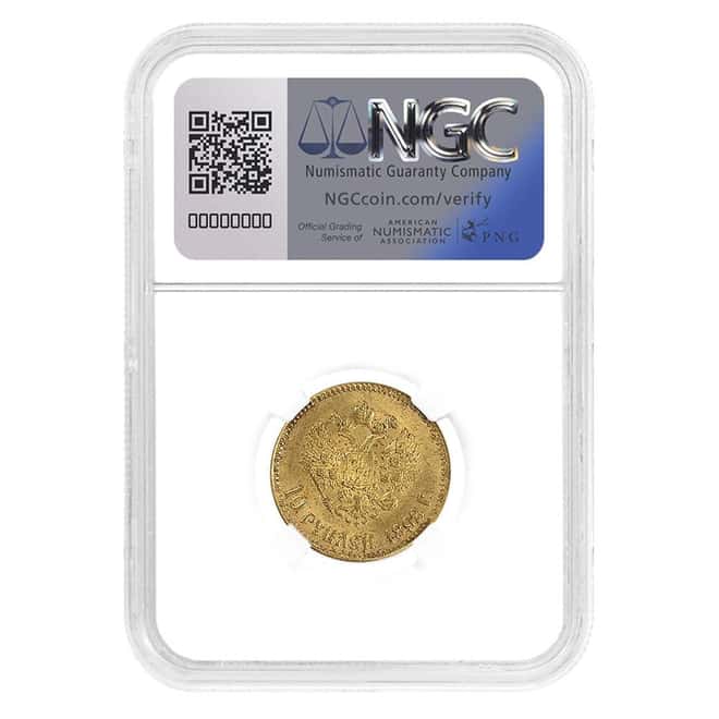 1898 AT Russia 10 Roubles Nicholas II Gold Coin NGC MS 63
