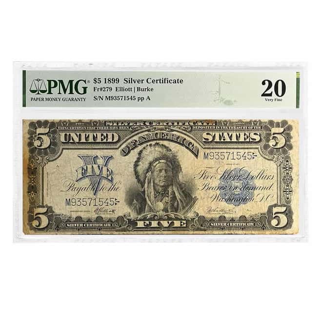1899 $5 Silver Certificate Currency Note PMG VF 20
