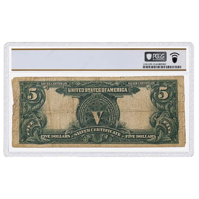 1899 $5 Silver Certificate Currency Note Speelman White PCGS F 12