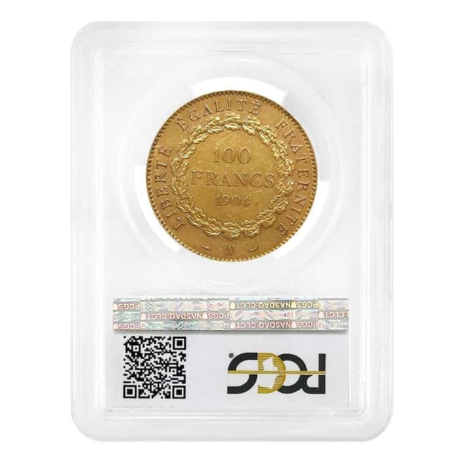 1904-A France 100 Francs Lucky Angel Gold Coin PCGS AU 55