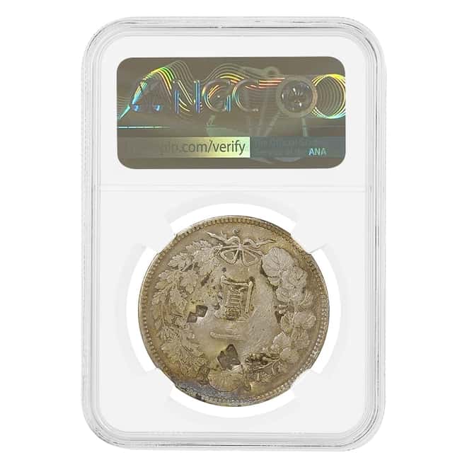 1905 (M38) Japanese Dragon One Yen Silver Coin NGC AU Details (Chopmarked)