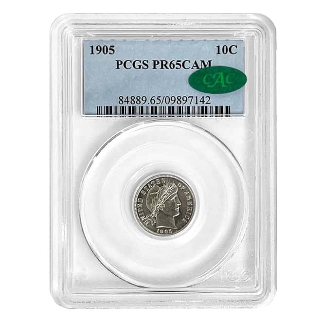 1905 Proof Silver Barber Dime 10C PCGS PF 65 CAM CAC