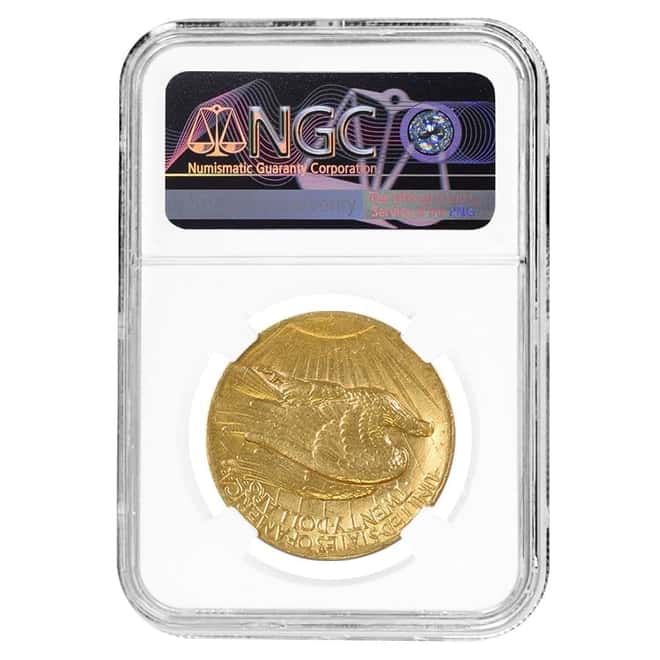 1907 $20 Gold Saint Gaudens Double Eagle High Relief Flat Rim Coin NGC AU Details