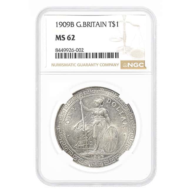 1909 Great Britain Trade Silver Dollar $1 NGC MS 62