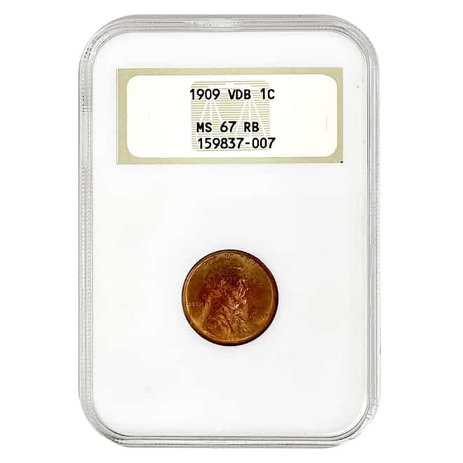 1909 VDB Lincoln Wheat Penny 1 Cent NGC MS 67 RB (Fatty Holder)
