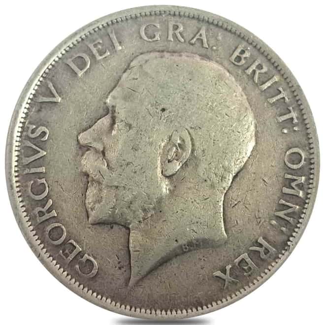 1911-1919 Great Britain 1/2 Crown Silver Coin Avg Circ (Random Year)