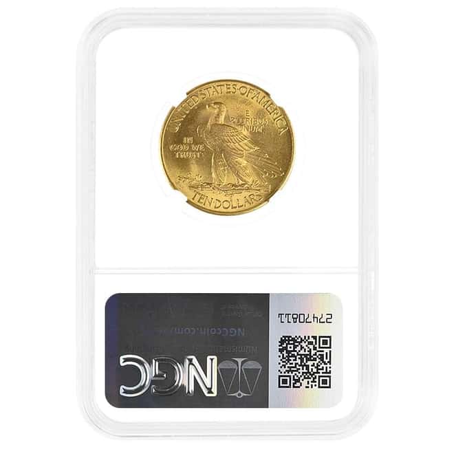1912 $10 Indian Head Gold Eagle Coin NGC MS 63