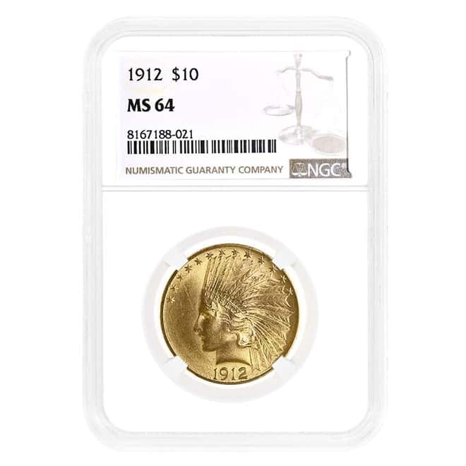 1912 $10 Indian Head Gold Eagle Coin NGC MS 64