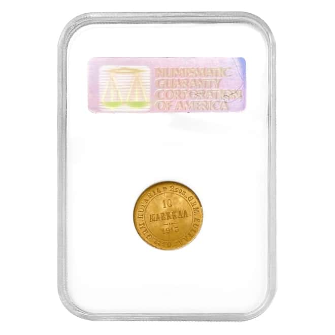 1913 Finland 10 Markkaa Gold Coin NGC MS 65