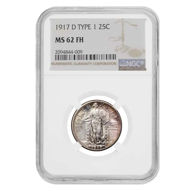 1917 D Standing Liberty Quarter Dollar 90% Silver NGC MS 62 FH