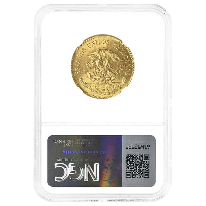 1918 Mexico 20 Pesos Gold Coin NGC MS 64