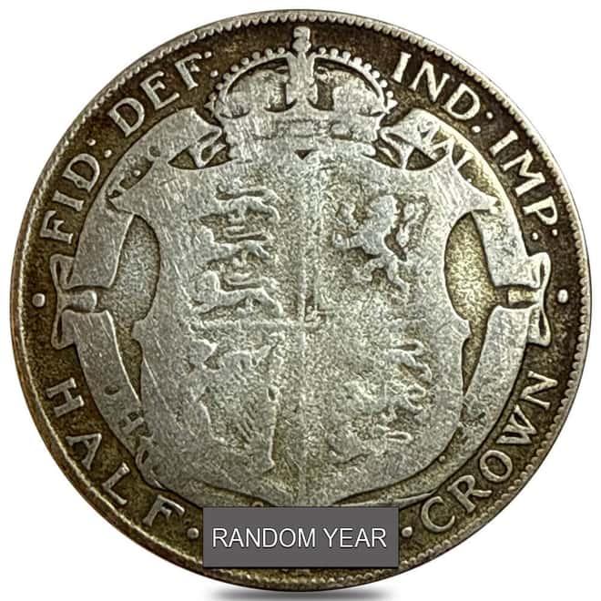 1920-1922 0.2273 oz Great Britain 1/2 Crown Silver Coin Avg Circ (Random Year)