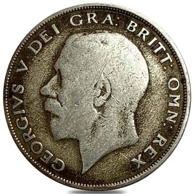 1920-1922 0.2273 oz Great Britain 1/2 Crown Silver Coin Avg Circ (Random Year)