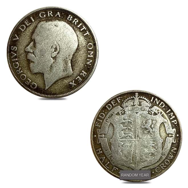 1920-1922 0.2273 oz Great Britain 1/2 Crown Silver Coin Avg Circ (Random Year)