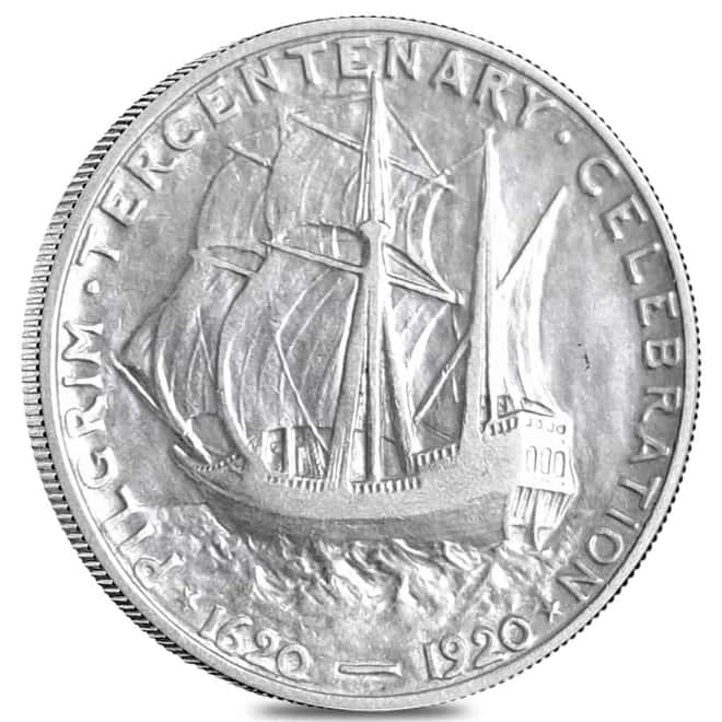 1920 Pilgrim Silver Half Dollar 50C Commemorative Coin Cleaned