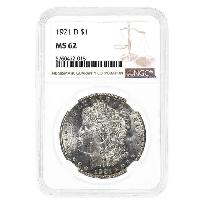 1921-D Morgan Silver Dollar $1 NGC MS 62