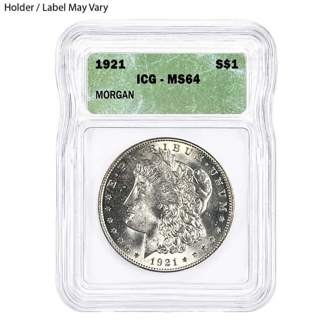 1921 Morgan Silver Dollar $1 ICG MS 64